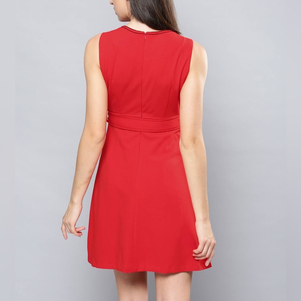 NWT - NUSH by ANUSHKA SHARMA Red A-line Sleeveless Flared Mini Dress with Belt - Picture 2 of 15